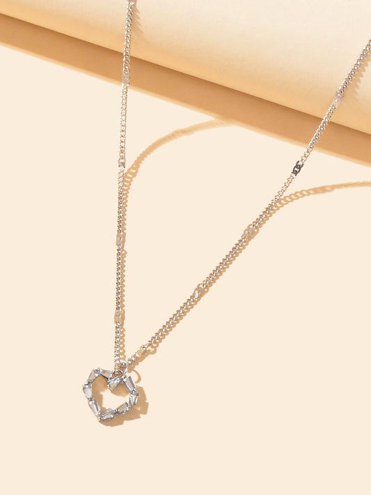Zilveren Open Hart Ketting